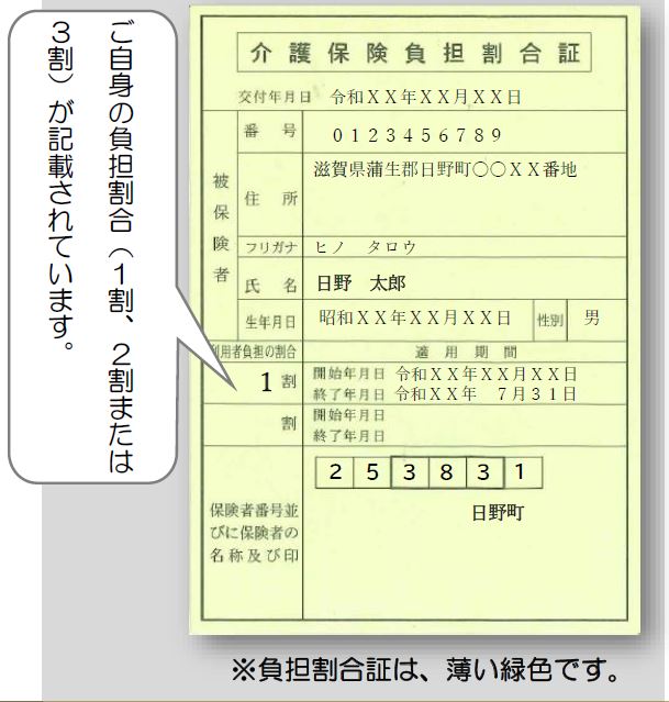 介護保険負担割合証の見本