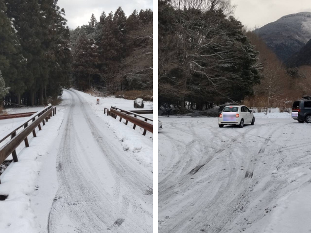 雪の積もった道路の画像