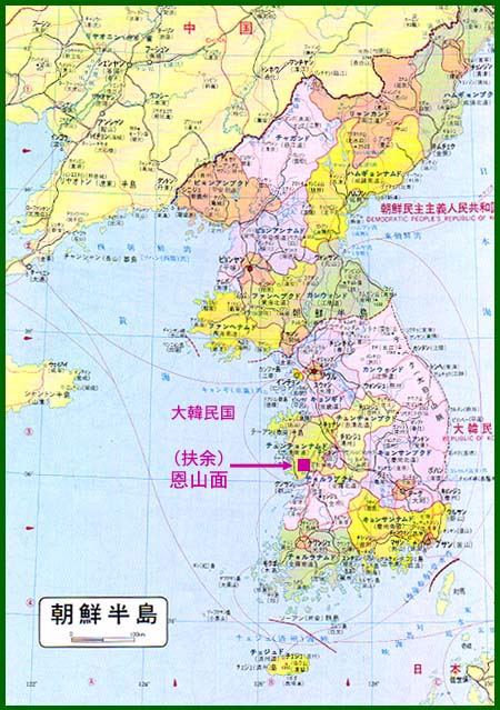 大韓民国忠清南道扶餘郡恩山面地図